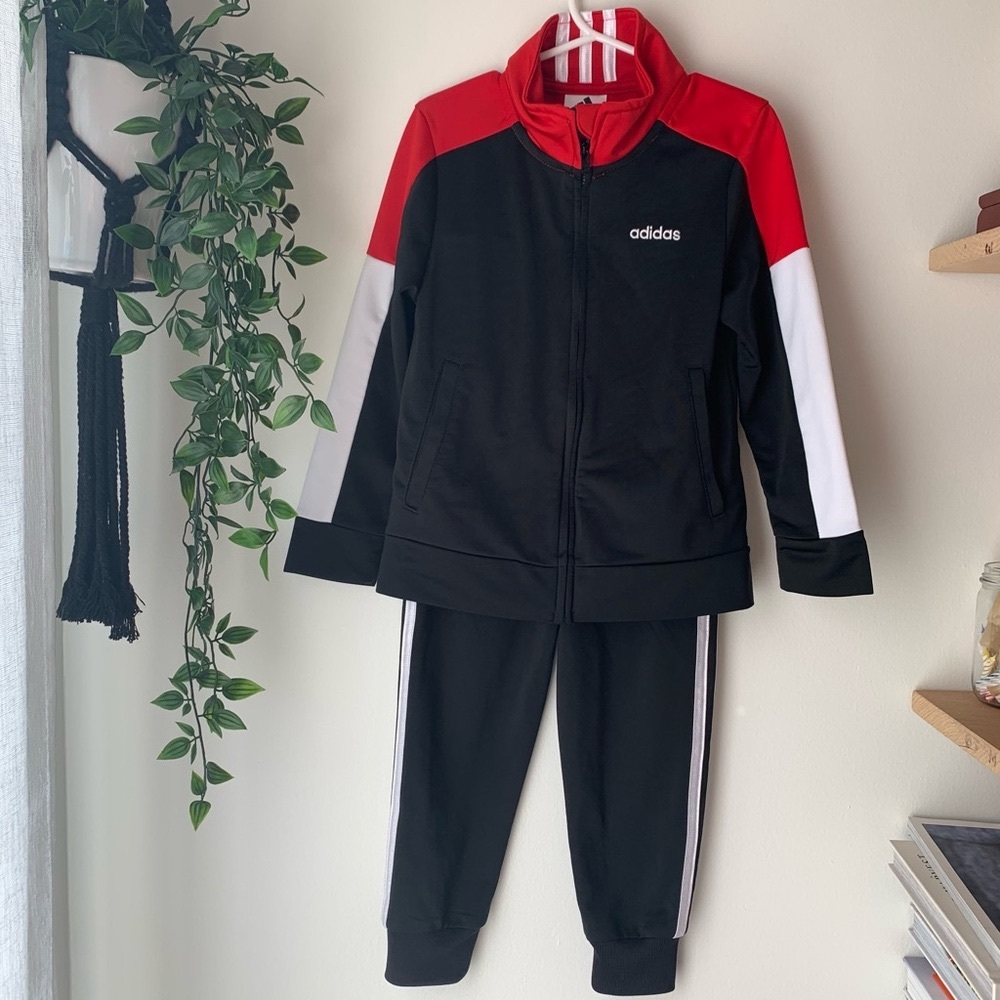 4T - Adidas - Red Black & White Running Suit